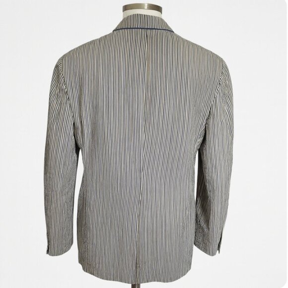 ETRO Mens striped Blazer Jacket size 52 R 42R Gray stripes sport coat - Picture 9 of 9